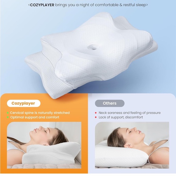 Cozyplayer Ergonomic White Pillow - Picture 5 of 5